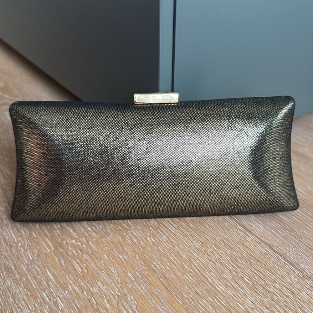 BCBGMAXAZRIA gold evening bag clutch with detachable strap